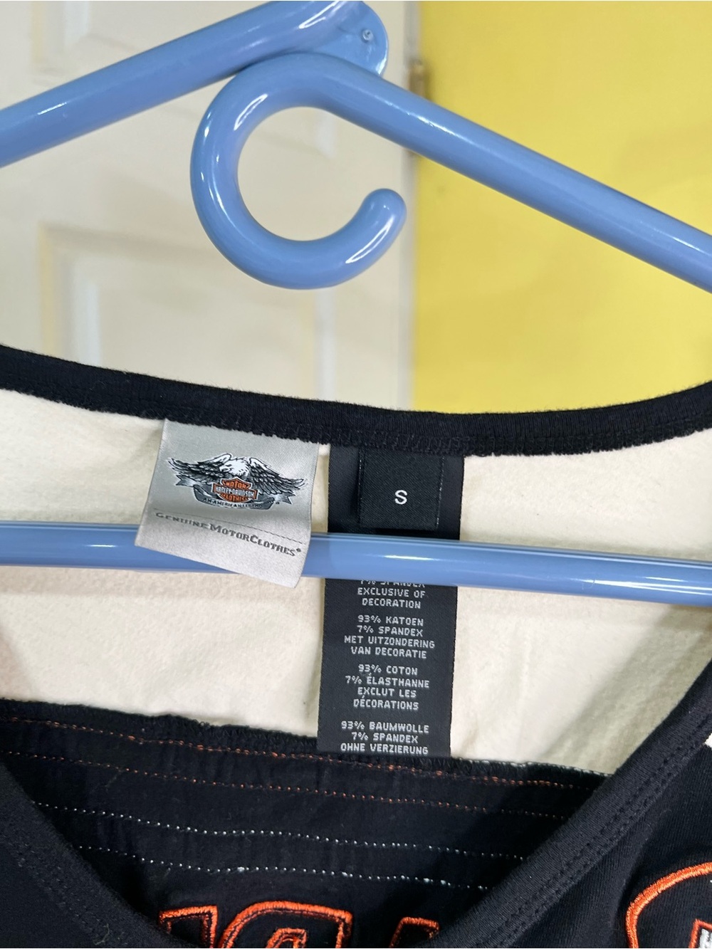 Harley-Davidson Black Short-Sleeve Zip V-Neck Tee with White & Orange Accents - Picture 2 of 3